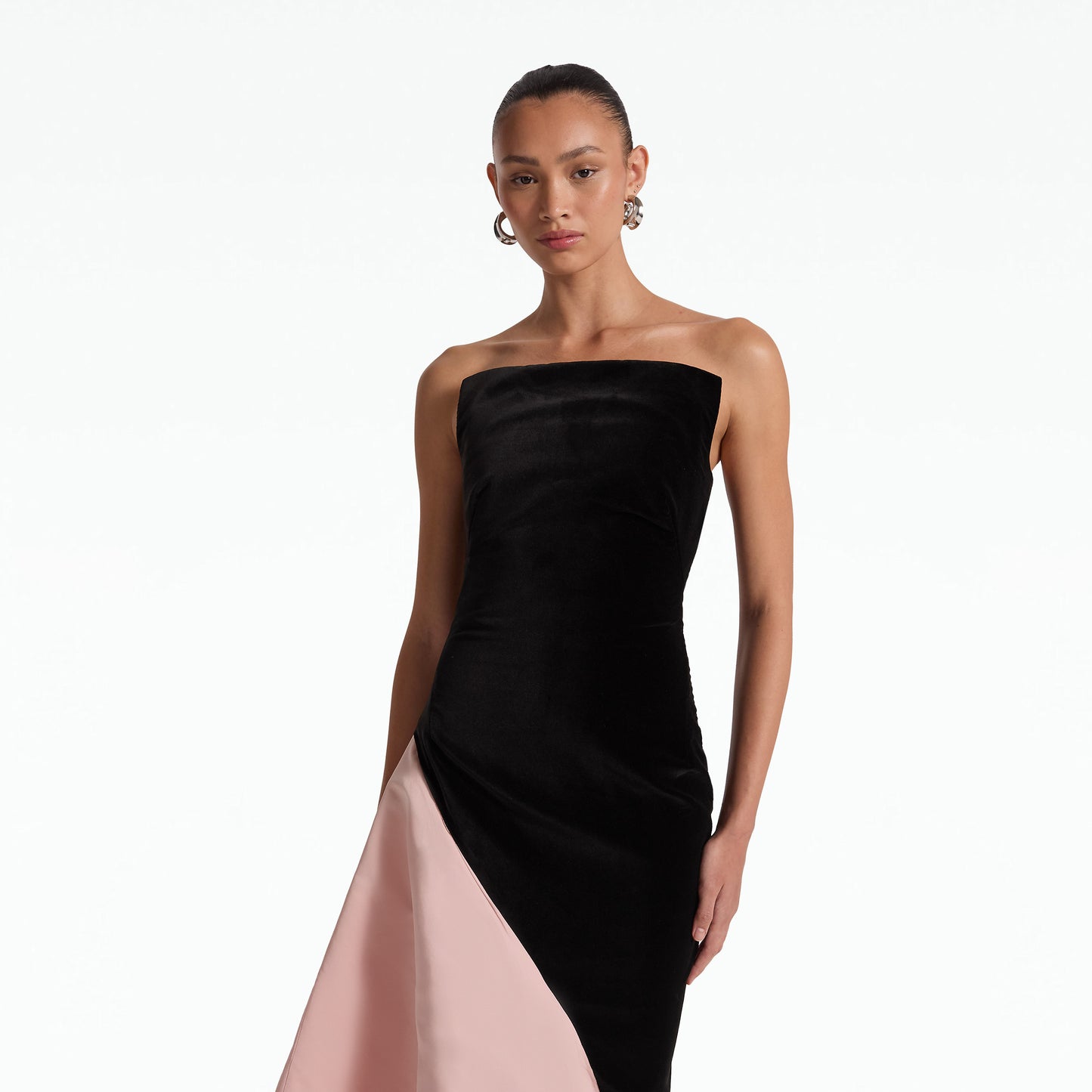 Pia Black & Peony Blush Long Dress