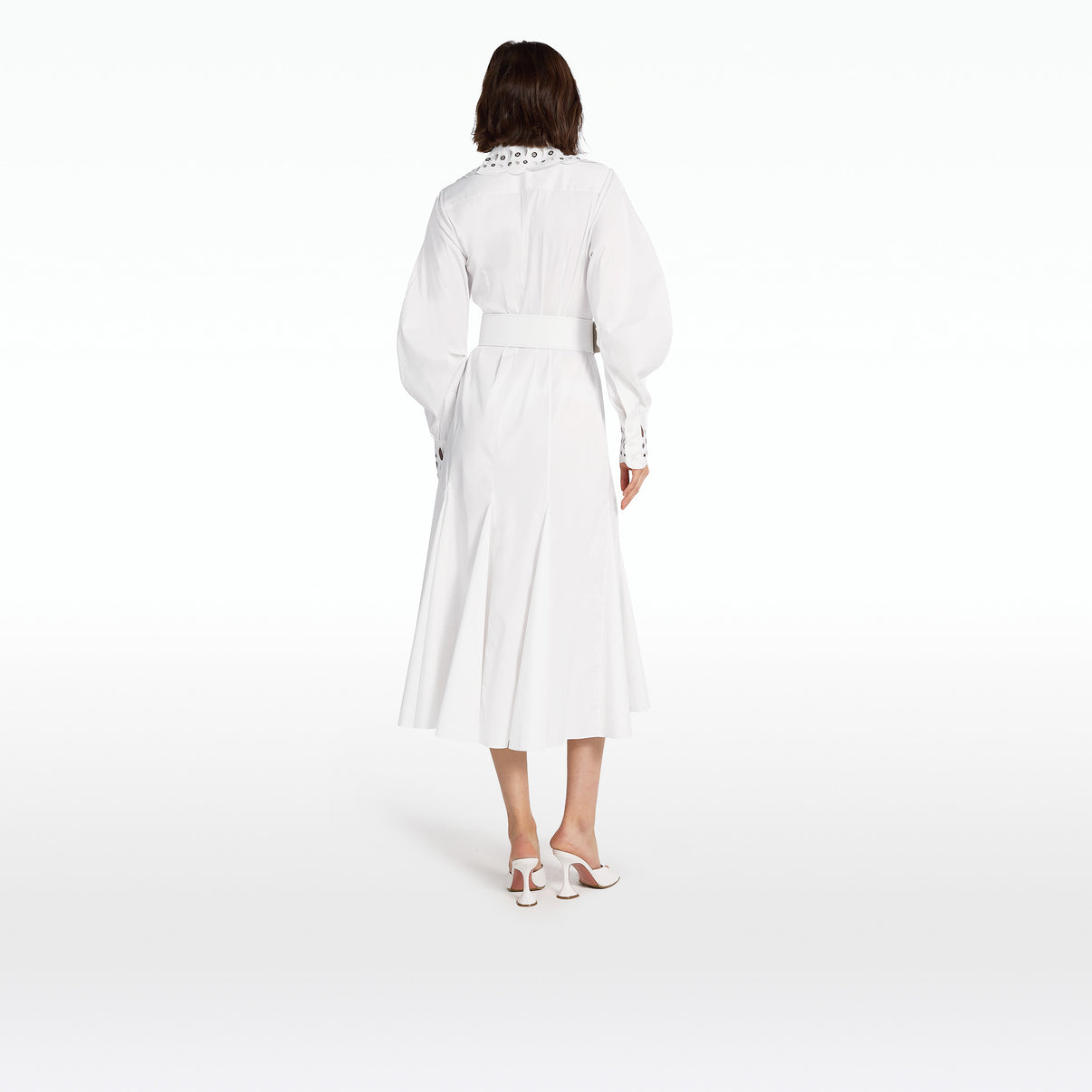 Evie Ivory Cotton & Silver Midi Dress – Safiyaa London
