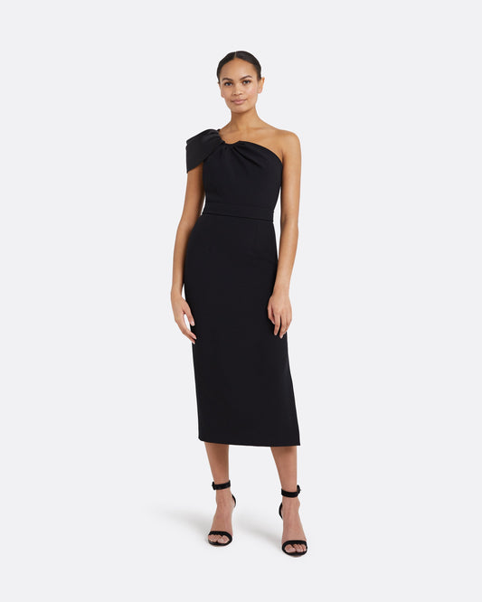 Petal Black Midi Dress