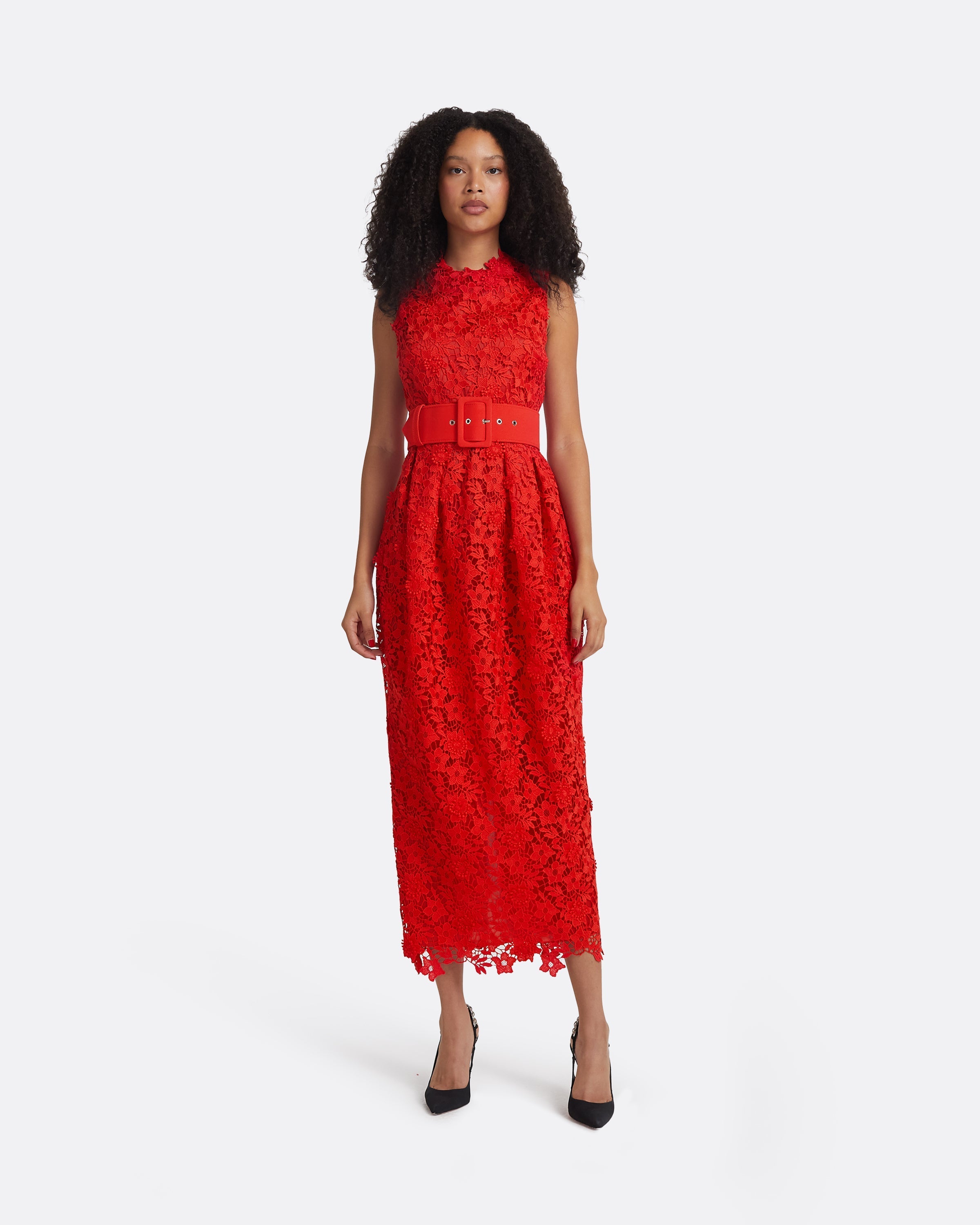 Alani Lacquer Red Midi Dress