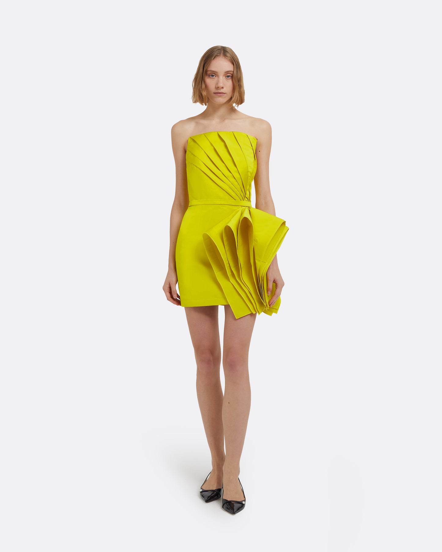 Belgin Short Dress in Chartreuse