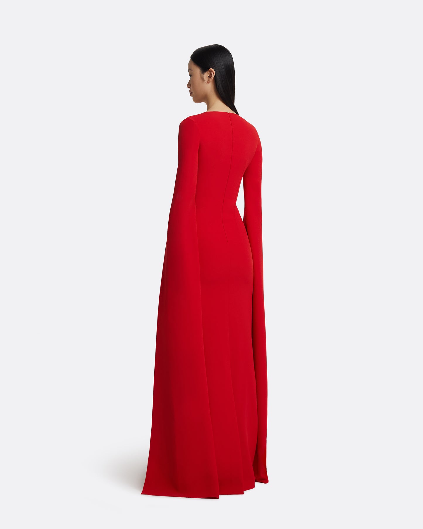 Talin Embroidered Cherry Red Long Dress