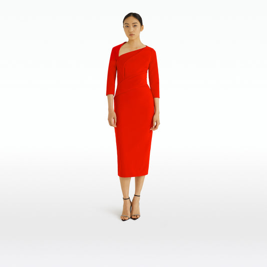 Duan Cherry Red Midi Dress