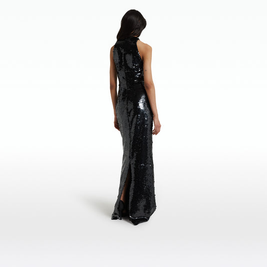 Santina Black Long Dress