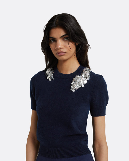 Zade Embroidered Maritime Knit Top