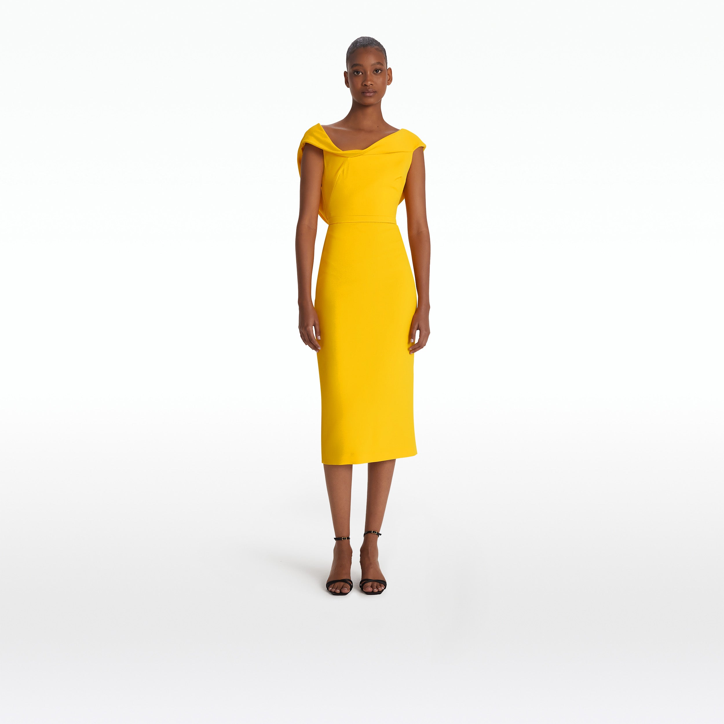 Closet London | Yellow Pleated Midi Dress