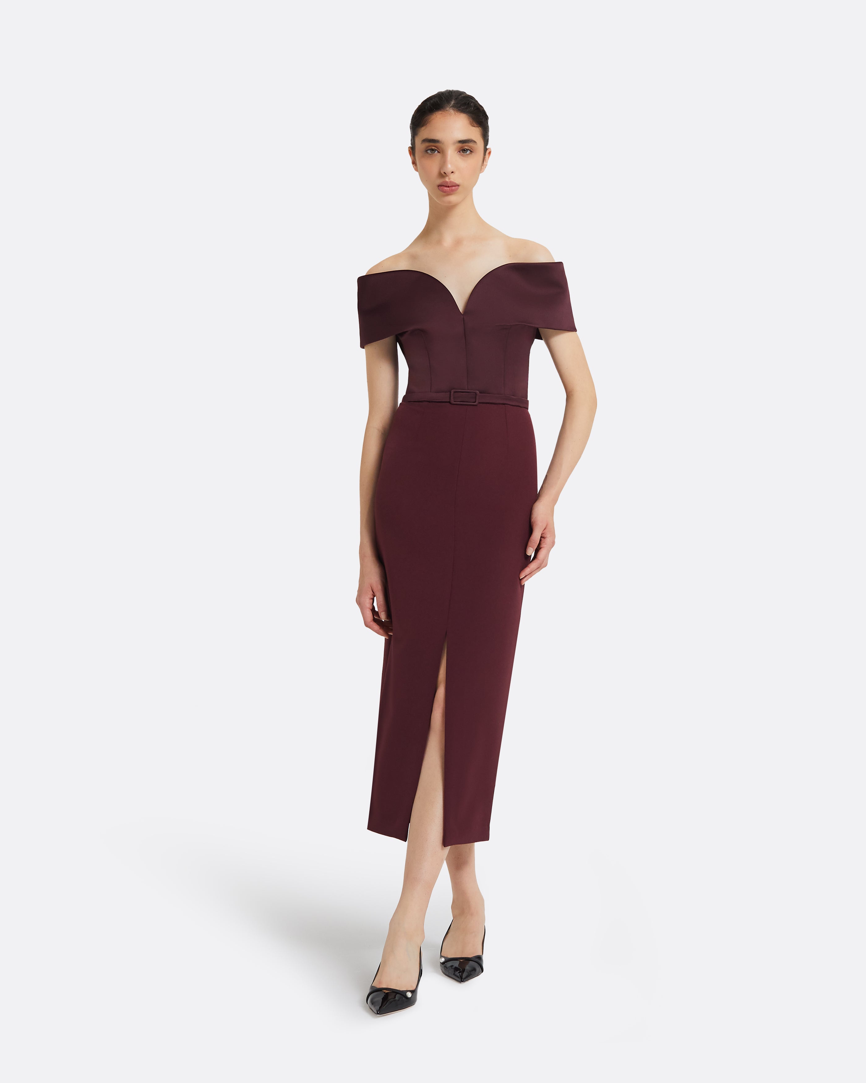 Ebren Wine Midi Dress