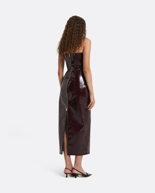 Alaca Burgundy Midi Dress