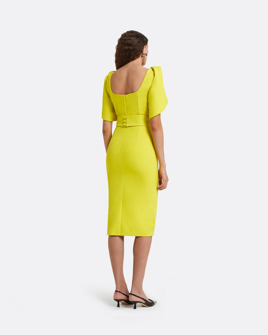 Joan Chartreuse Midi Dress